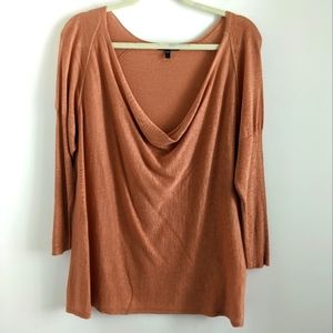 Eileen Fisher Peach Silk Linen Blend Sweater L Cowl Neck